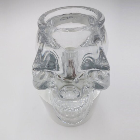 Heavy Clear Glass Skull Holder or Candle Decoration or Small Object Display - Picture 5 of 10